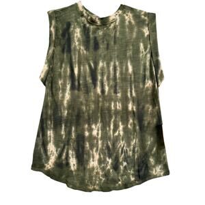 Anthropologie NWT Women's XS Boho Beach Sleeveless Muscle Olive Tie Dye Tank Top